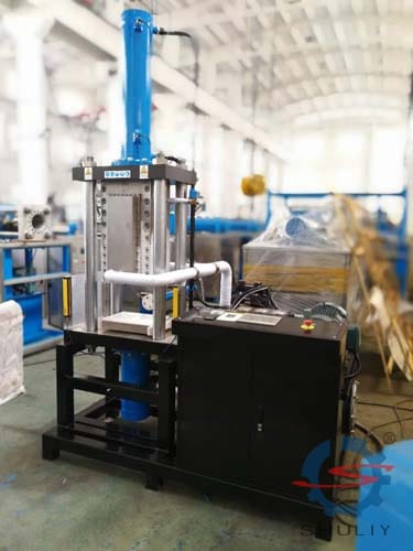 Máquina fabricadora de hielo seco con cilindro vertical horizontal.